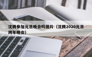 沈腾参加元旦晚会吗图片（沈腾2020元旦跨年晚会）